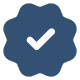 Blue checkmark icon on a white background.